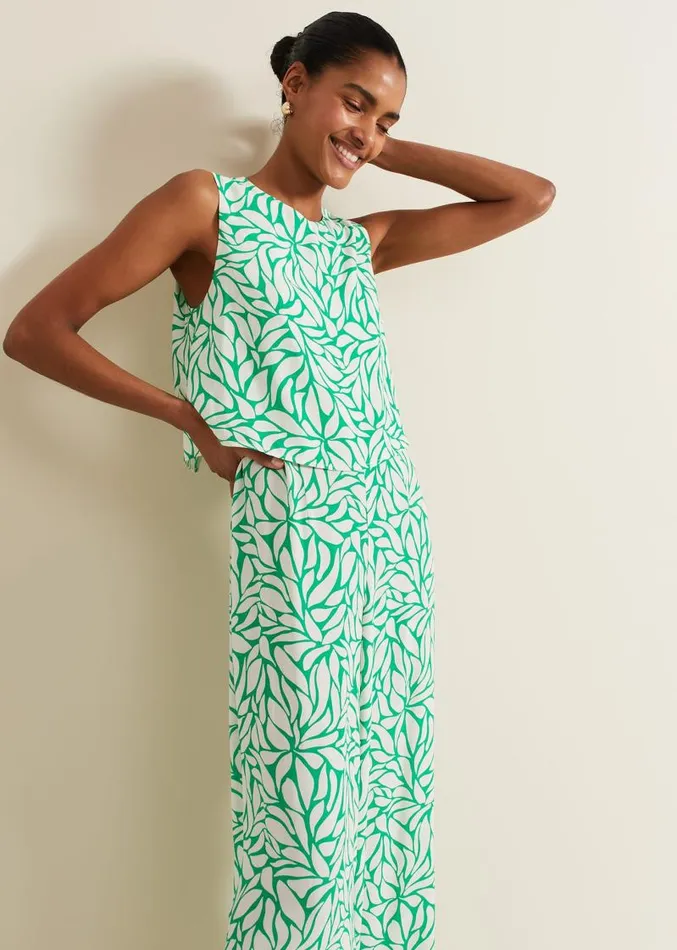 Aubrey Geo Jumpsuit Green Women Phase Eight Dresses