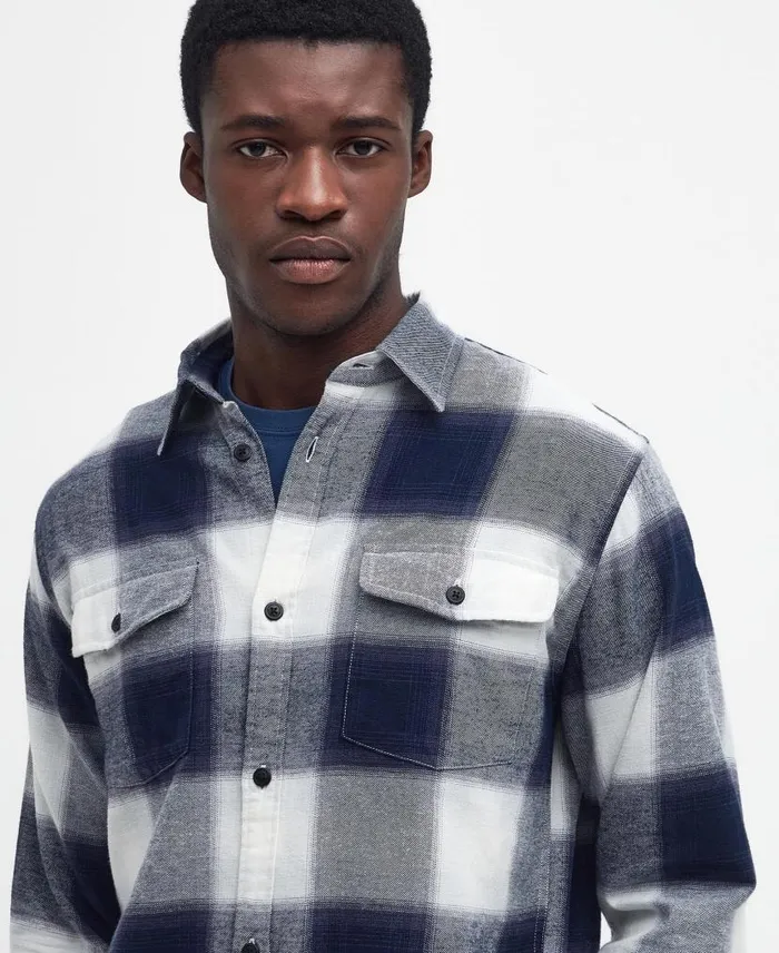 Austin LongSleeved Shirt Stone Marl Men Barbour Shirts