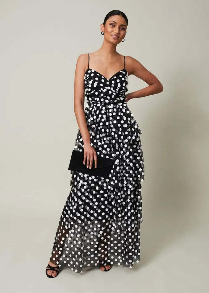 Avianna Sequin Tulle Maxi Dress Blackivory Women Phase Eight Dresses