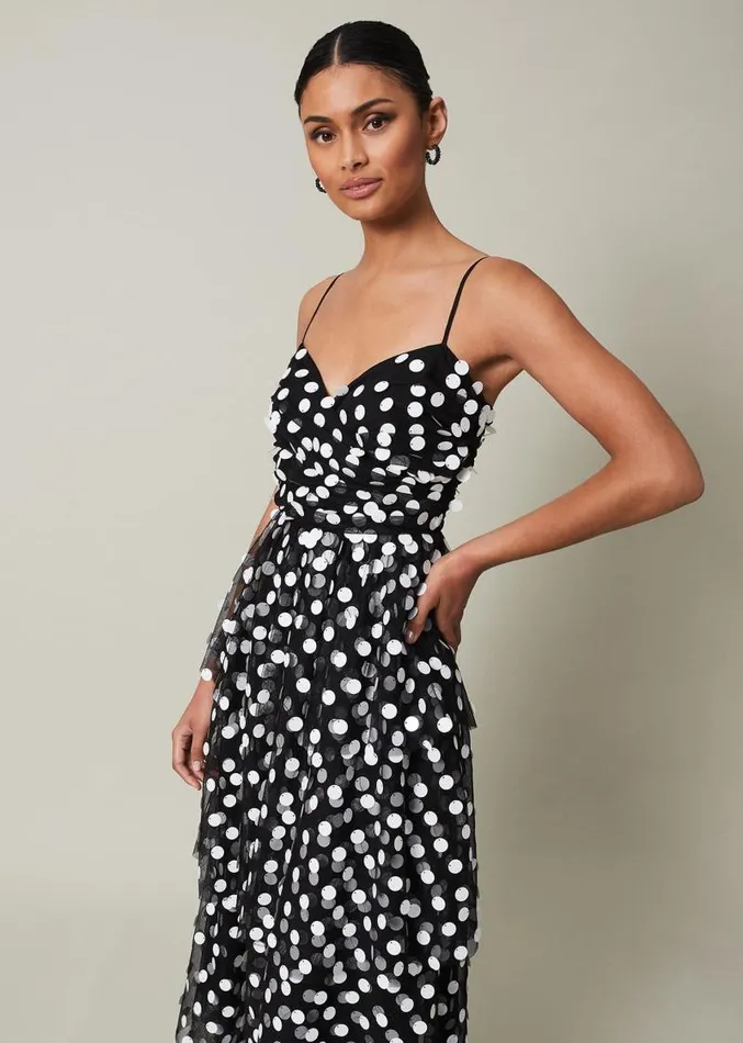 Avianna Sequin Tulle Maxi Dress Blackivory Women Phase Eight Dresses
