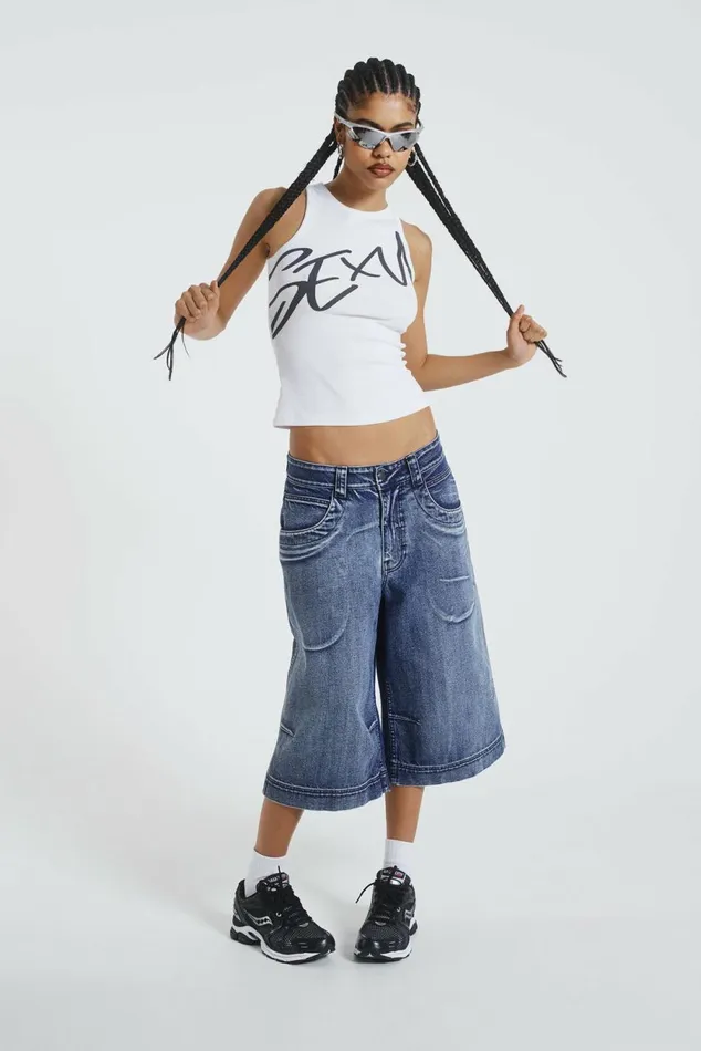 Axle Acid Wash Denim Jorts Blue Women Jaded London Shorts and Jorts Axle Acid Wash Denim Jorts Blue Women Jaded London Shorts and Jorts