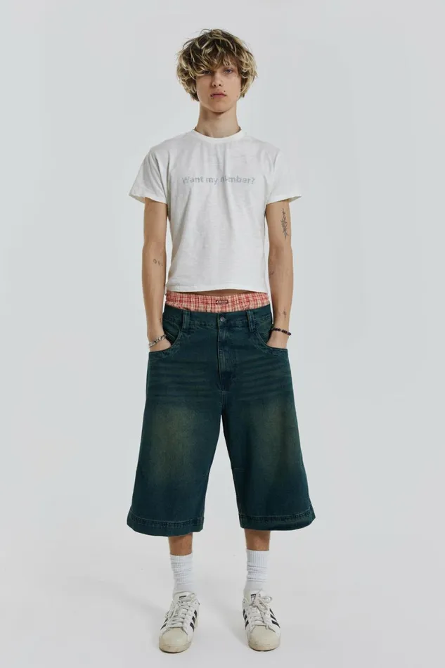 Axle Sandblast Denim Jorts Blue Men Jaded London Shorts and Jorts