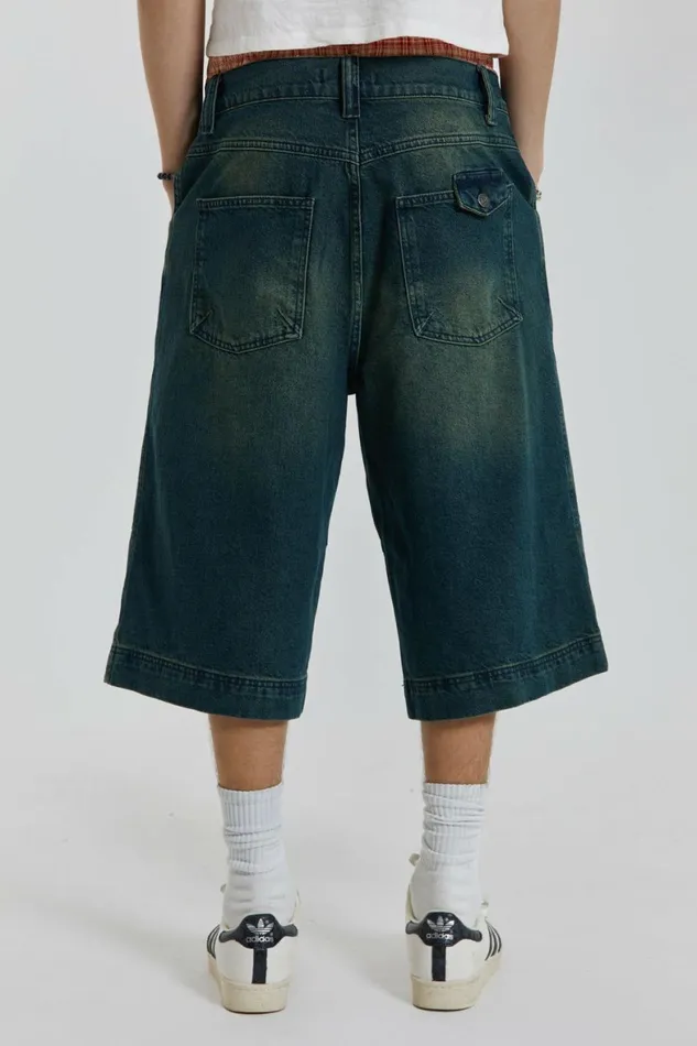 Axle Sandblast Denim Jorts Blue Men Jaded London Shorts and Jorts Axle Sandblast Denim Jorts Blue Men Jaded London Shorts and Jorts