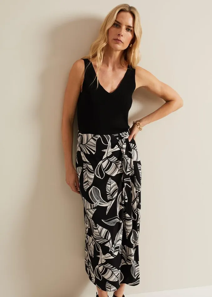 Ayana Printed Skirt Blackivory Women Phase Eight Skirts