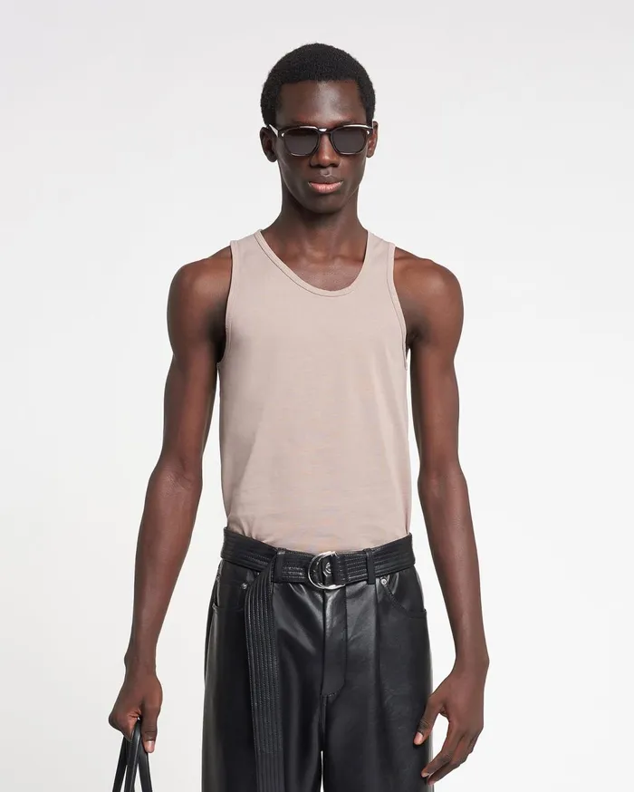 Aziz Organically Grown Cotton Tank Top Nut Men Nanushka Tops