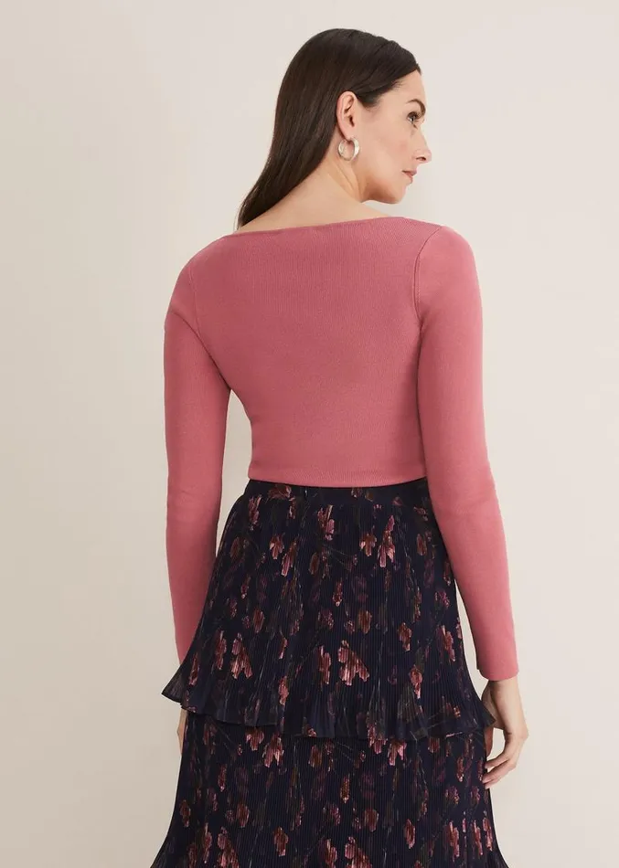 Azura Sweetheart Neck Knit Top Rose Women Phase Eight Knitwear