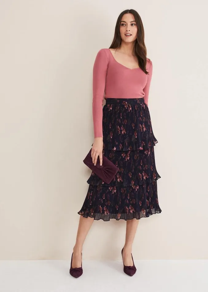 Azura Sweetheart Neck Knit Top Rose Women Phase Eight Knitwear