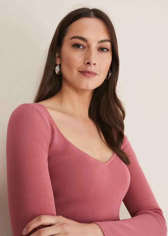Azura Sweetheart Neck Knit Top Rose Women Phase Eight Knitwear