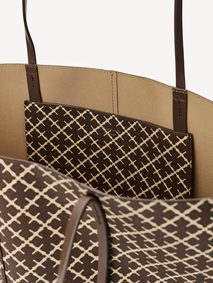 Bags Women By Malene Birger Abrille Printed Tote Bag Warm Brown