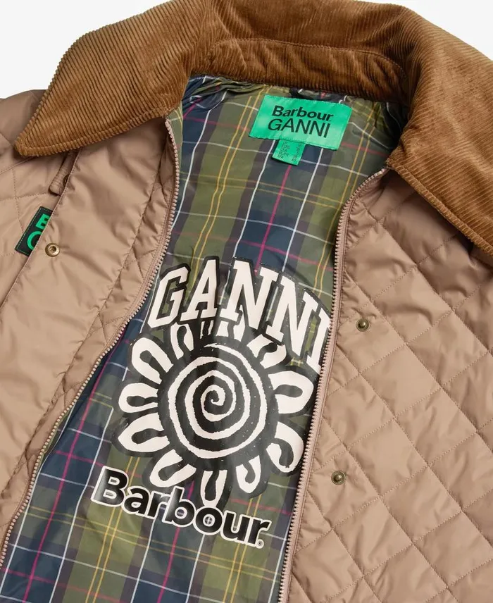 Barbour X GANNI Burghley Quilted Jacket Honeylight Trenchclassic Women Barbour Quilted Jackets