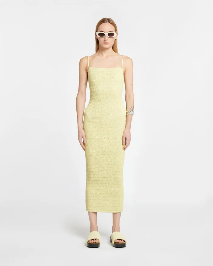 Barra Smocked Okobor AltLeather Midi Dress Lemongrass Women Nanushka Dresses