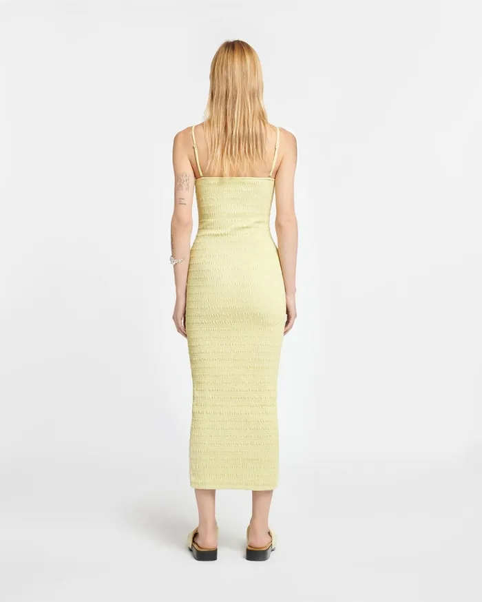 Barra Smocked Okobor AltLeather Midi Dress Lemongrass Women Nanushka Dresses