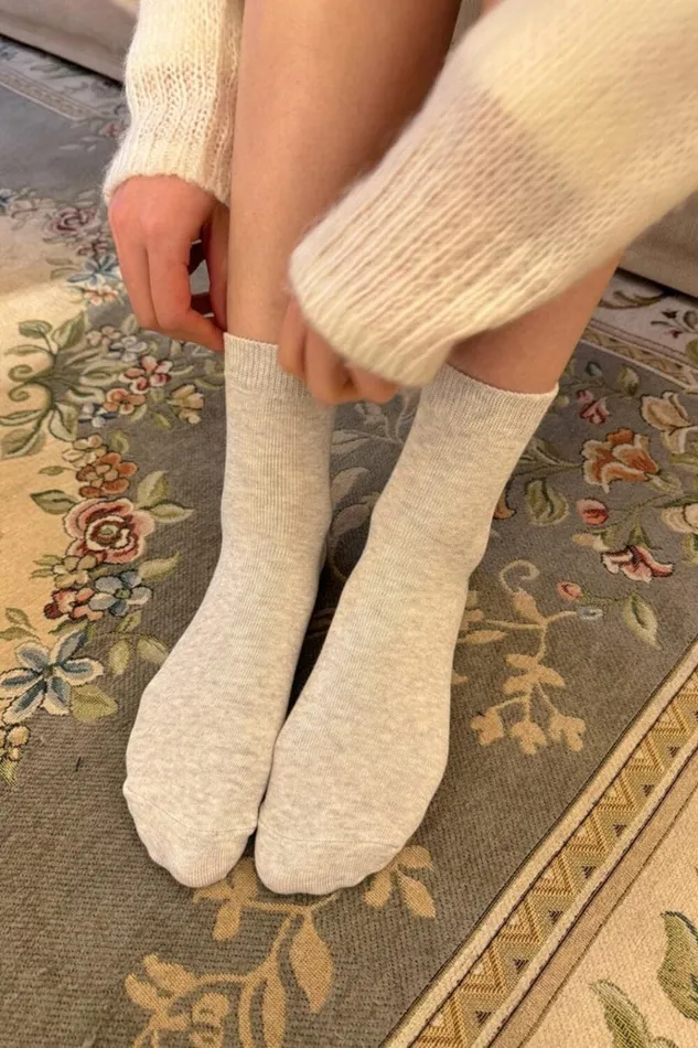 Basic Socks Light Heather Grey Women Brandy Melville Socks