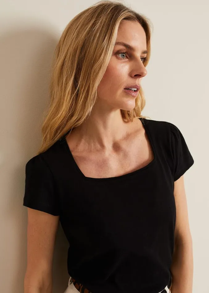 Bella Square Neck Top Black Women Phase Eight Tops and TShirts