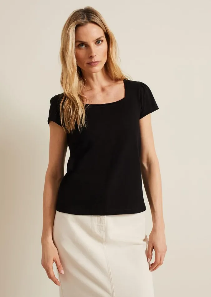 Bella Square Neck Top Black Women Phase Eight Tops and TShirts