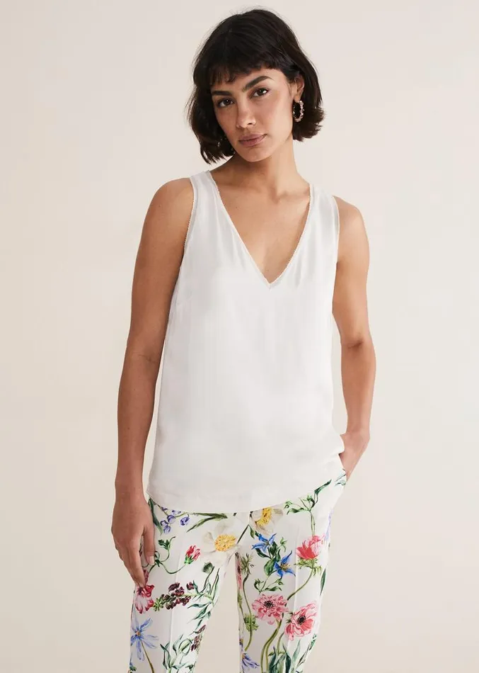 Bellamy Satin Sleeveless Top Oyster Women Phase Eight Tops and TShirts