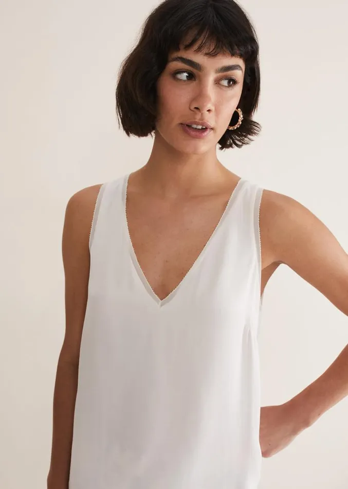 Bellamy Satin Sleeveless Top Oyster Women Phase Eight Tops and TShirts