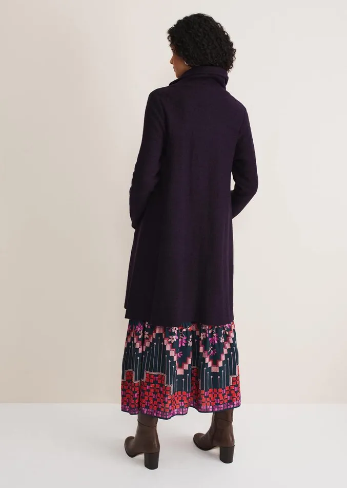 Bellona Knit Coat Blackcurrant Women Phase Eight Knitwear
