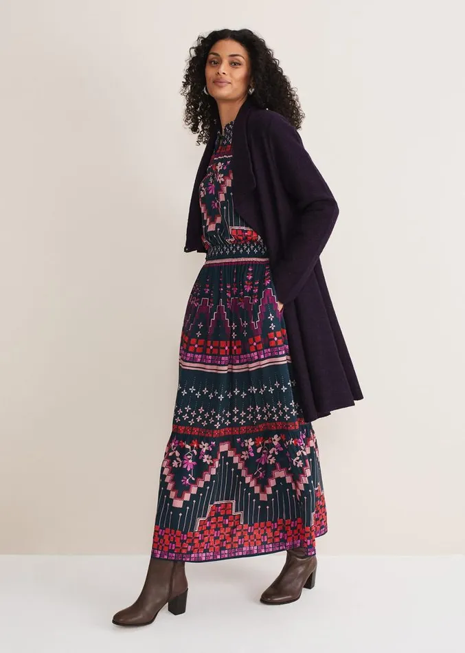 Bellona Knit Coat Blackcurrant Women Phase Eight Knitwear