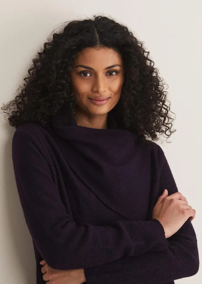 Bellona Knit Coat Blackcurrant Women Phase Eight Knitwear