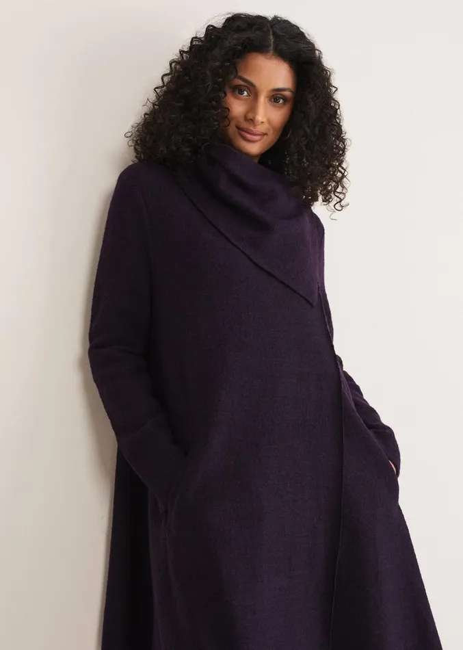 Bellona Knit Coat Blackcurrant Women Phase Eight Knitwear