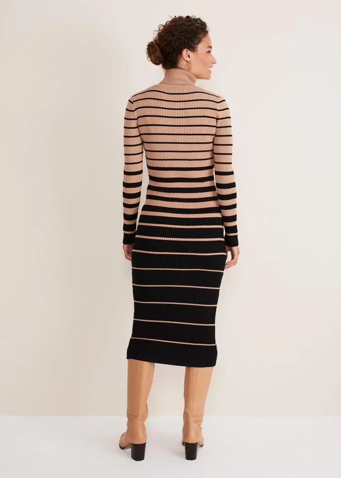 Bettie Ombre Colourblock Ribbed Dress Camelblack Women Phase Eight Dresses