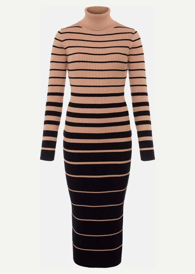 Bettie Ombre Colourblock Ribbed Dress Camelblack Women Phase Eight Dresses