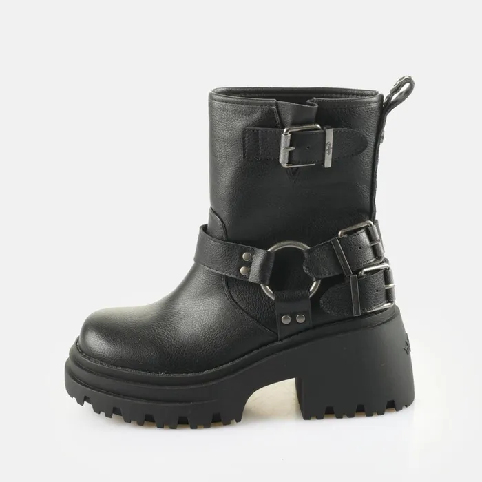 Bfl Bravr Biker Lo 8211 Vegan Nappa 8211 Black Black Buffalo Boots and AnkleBoots