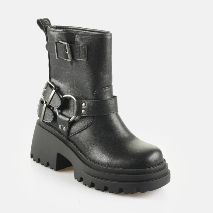 Bfl Bravr Biker Lo 8211 Vegan Nappa 8211 Black Black Buffalo Boots and AnkleBoots