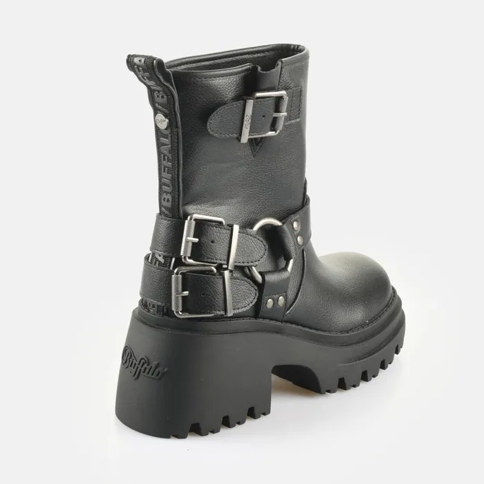 Bfl Bravr Biker Lo 8211 Vegan Nappa 8211 Black Black Buffalo Boots and AnkleBoots
