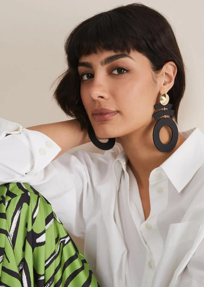 Black Abstract Drop Earrings Black Women Phase Eight Jewellery