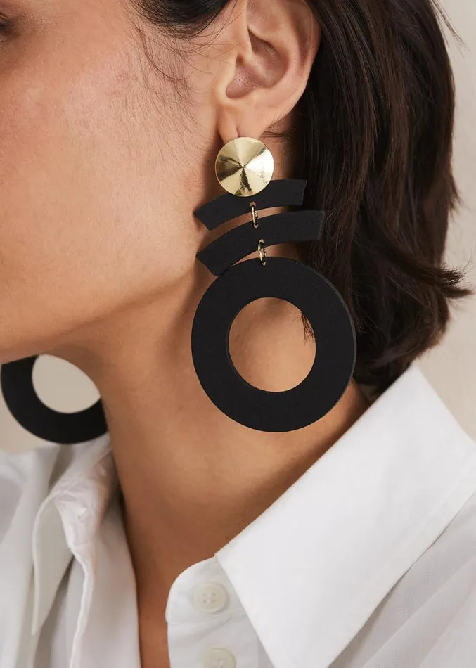 Black Abstract Drop Earrings Black Women Phase Eight Jewellery