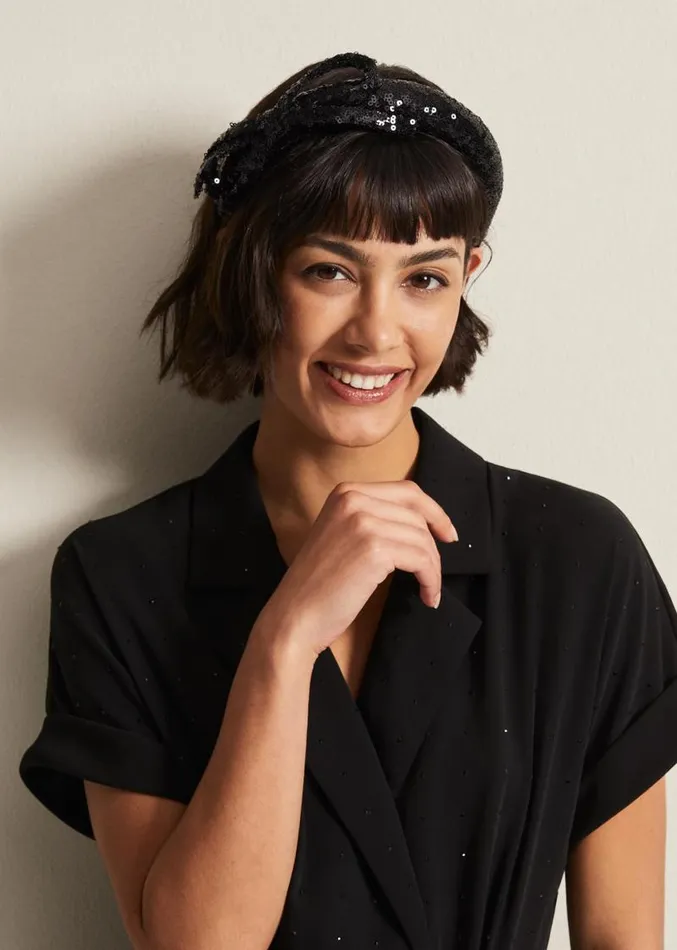 Black Sequin Headband Black Women Phase Eight Fascinators and Hats