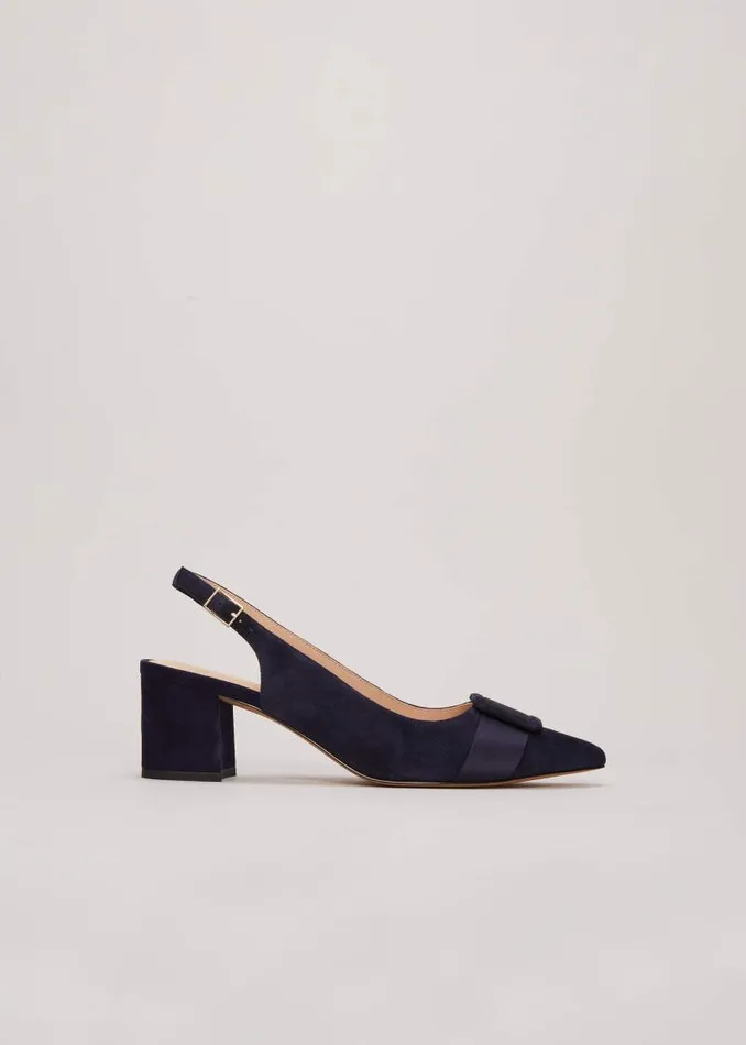 Blue Suede Slingback Heels Navy Women Phase Eight Occasion Shoes