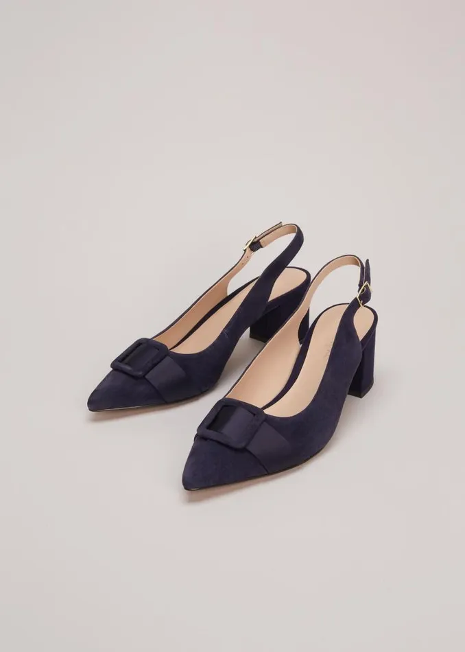 Blue Suede Slingback Heels Navy Women Phase Eight Occasion Shoes