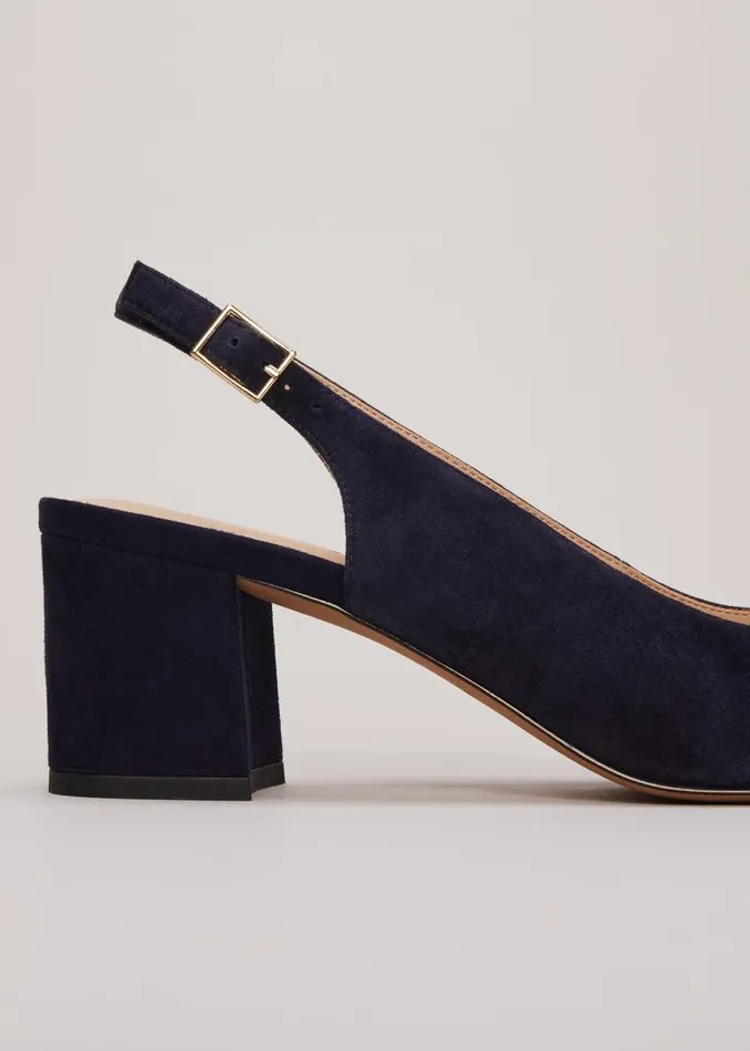 Blue Suede Slingback Heels Navy Women Phase Eight Occasion Shoes