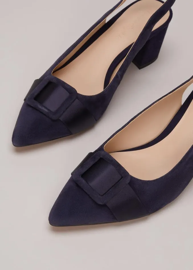 Blue Suede Slingback Heels Navy Women Phase Eight Occasion Shoes