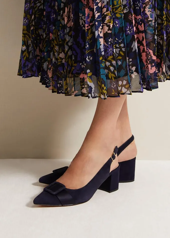 Blue Suede Slingback Heels Navy Women Phase Eight Occasion Shoes