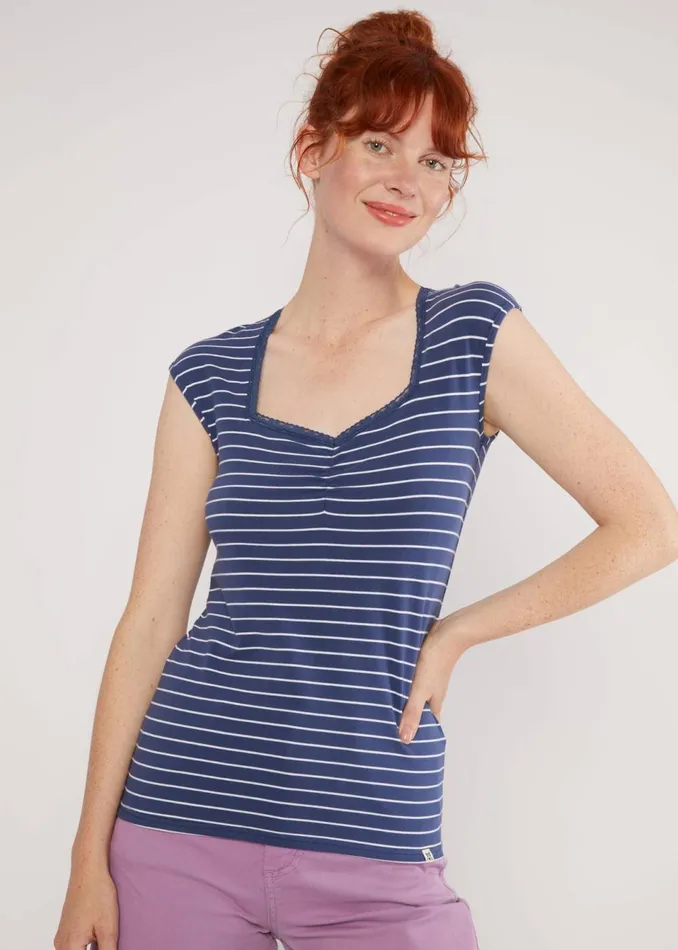 Blutsgeschwister Breton Shirt Let Romance Rule Blue Women Tops