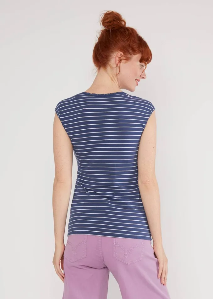 Blutsgeschwister Breton Shirt Let Romance Rule Blue Women Tops