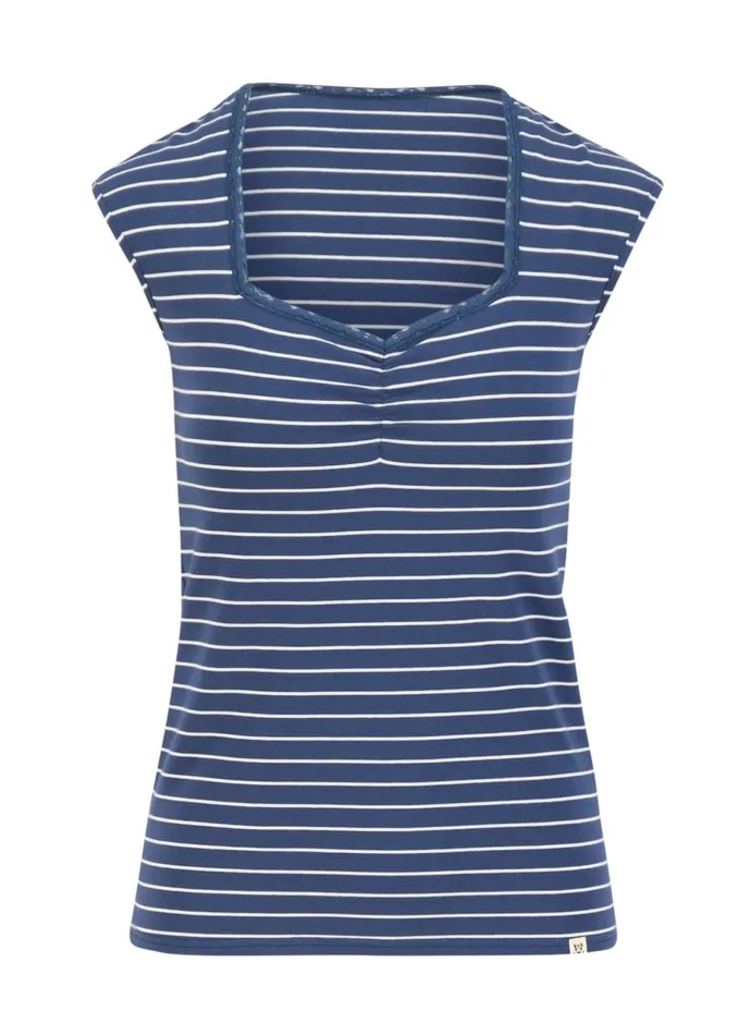 Blutsgeschwister Breton Shirt Let Romance Rule Blue Women Tops