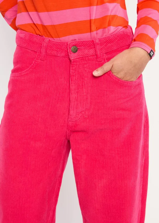 Blutsgeschwister Corduroy Pants High Waist Olotte Pink Women Trousers
