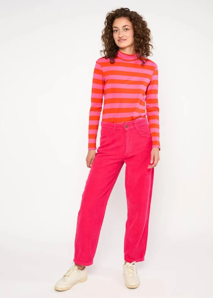 Blutsgeschwister Corduroy Pants High Waist Olotte Pink Women Trousers