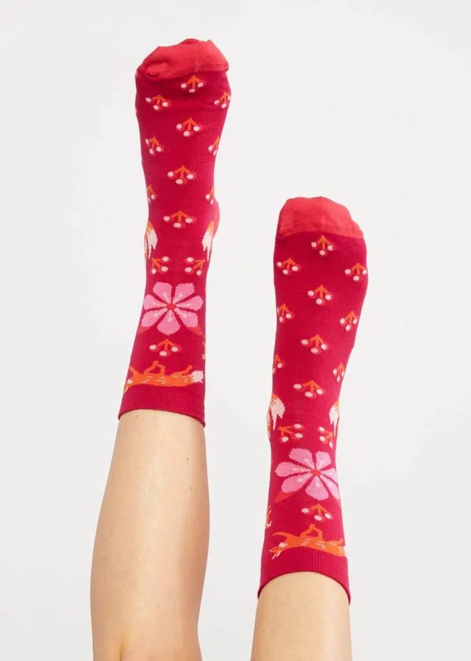 Blutsgeschwister Cotton Socks Sensational Steps Red Women Socks