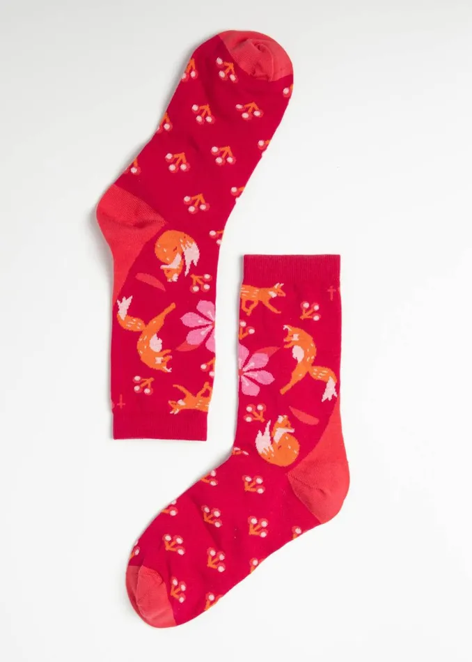 Blutsgeschwister Cotton Socks Sensational Steps Red Women Socks