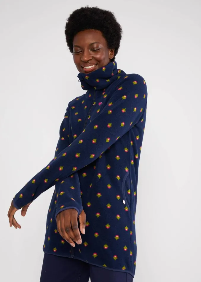 Blutsgeschwister Fleece Jacket Httenzauber Long Blue Women Sweatshirts and Hoodies