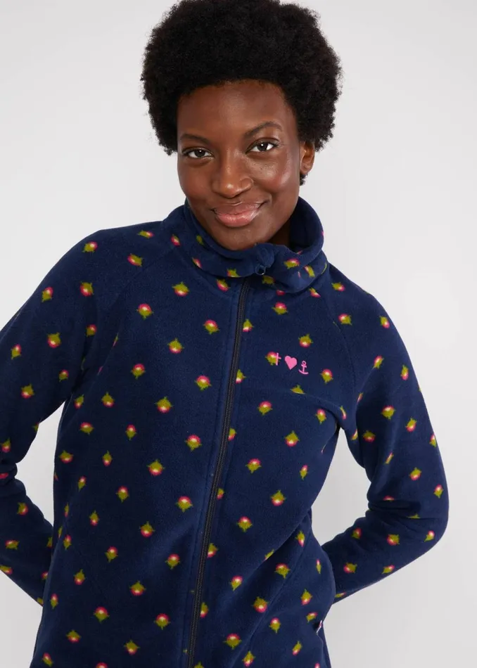 Blutsgeschwister Fleece Jacket Httenzauber Long Blue Women Sweatshirts and Hoodies