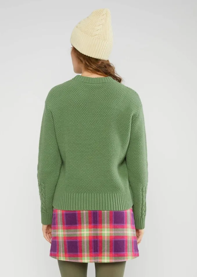 Blutsgeschwister Knitted Jumper All About Aran Green Women Knitted Jumpers