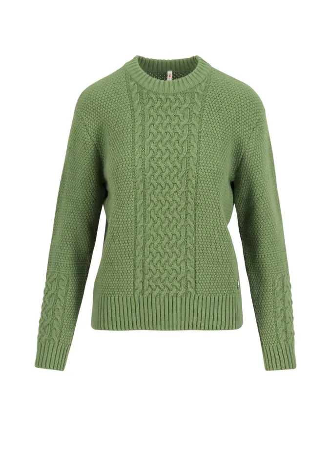 Blutsgeschwister Knitted Jumper All About Aran Green Women Knitted Jumpers