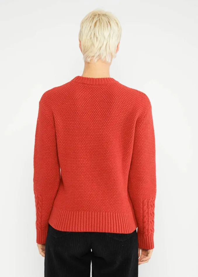 Blutsgeschwister Knitted Jumper All About Aran Red Women Knitted Jumpers